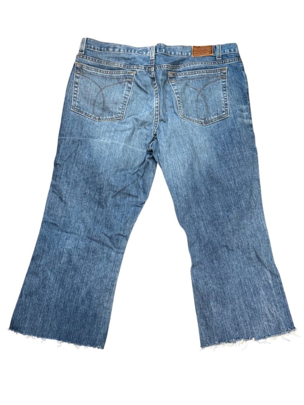 Calvin Klein Womens Flare Jeans Size 14 Distressed Hem Medium Wash Denim - Picture 4 of 5